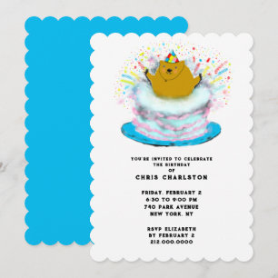 Groundhog Day February Birthday Party Invitation