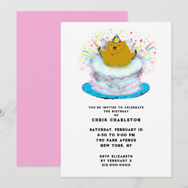 Groundhog Day February Birthday Party Invitation (Front/Back)