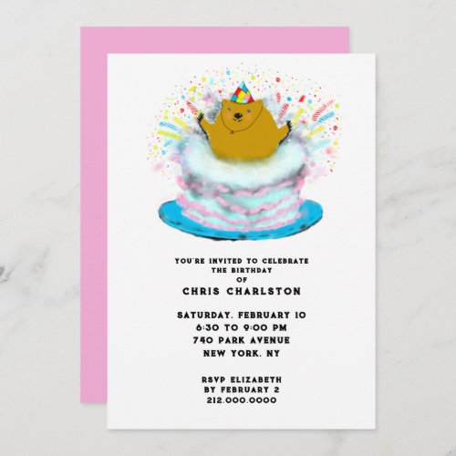 Groundhog Day February Birthday Party Invitation