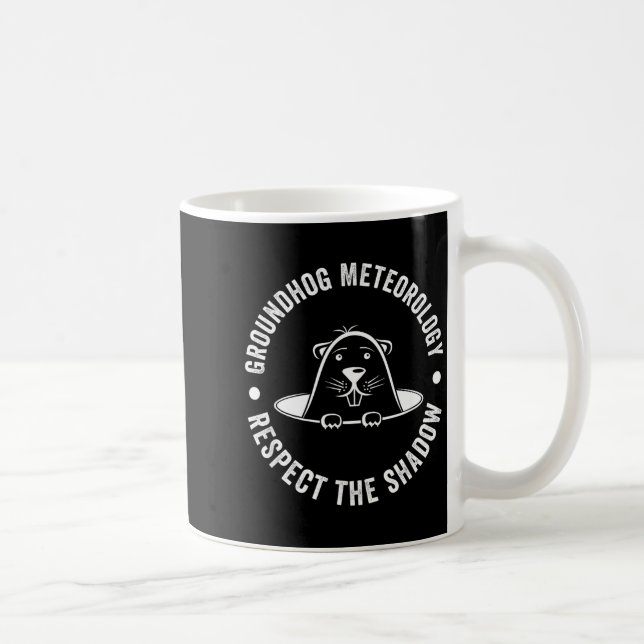 Groundhog Day Funny Quote , Respect The Shadow Met Coffee Mug (Right)