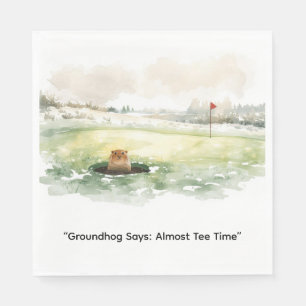 Groundhog Day Golfer Winter Golf Holiday Napkins