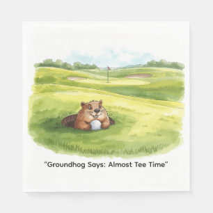 Groundhog Day Golfer Winter Golf Holiday Napkins