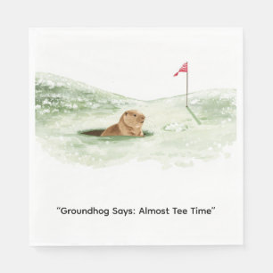 Groundhog Day Golfer Winter Golf Holiday Napkins