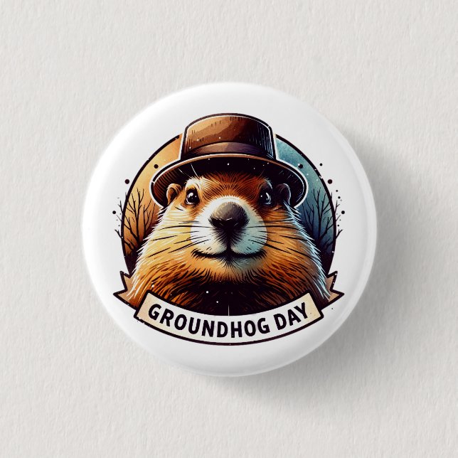 Groundhog Day, Groundhog,  Button (Front)
