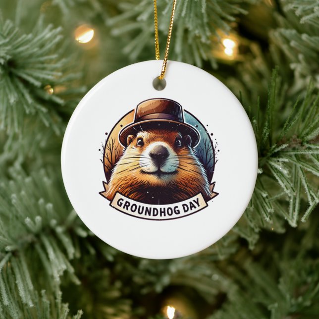 Groundhog Day, Groundhog, Ceramic Ornament (Tree)