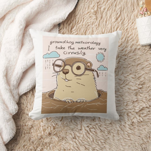 Groundhog Day Groundhog Meteorology Throw Pillow (Blanket)
