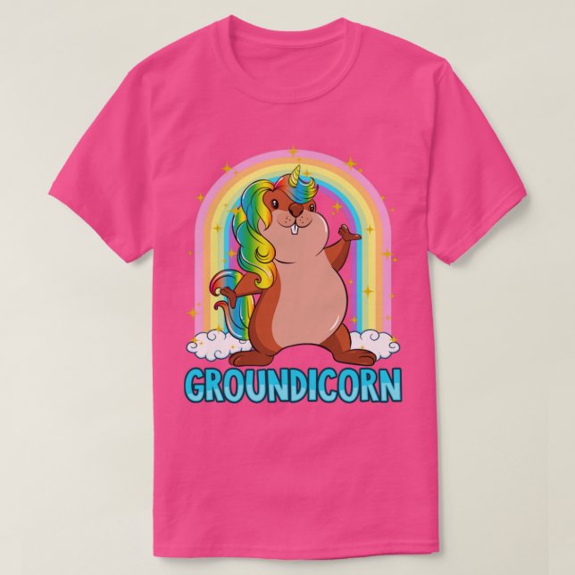 Groundhog Day Groundicorn Unicorn Cute Girly T-Shirt (Design Front)