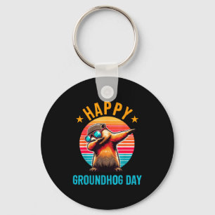 Groundhog Day Happy Dabbing Ground Hog Kids Funny Keychain
