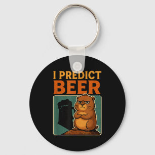 Groundhog Day I Predict Beer Grumpy Groundhog Humo Keychain