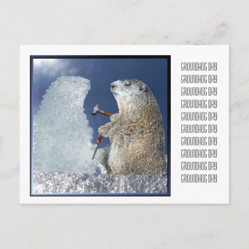 Groundhog Day Ice Sculpture Postcard