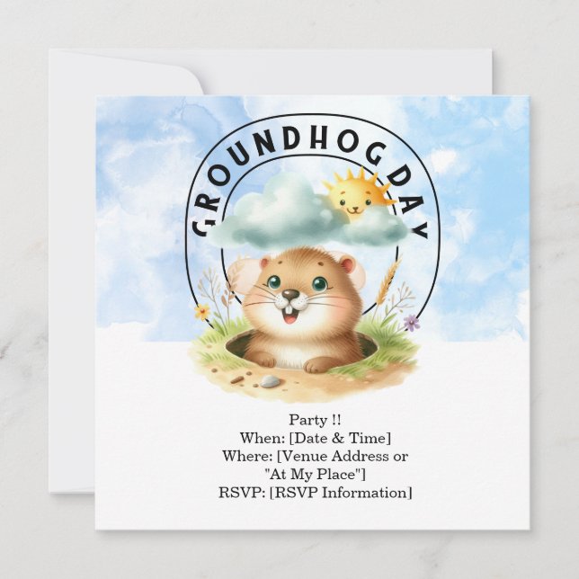 Groundhog Day Invitation Card – Celebrate with Fun (Front)