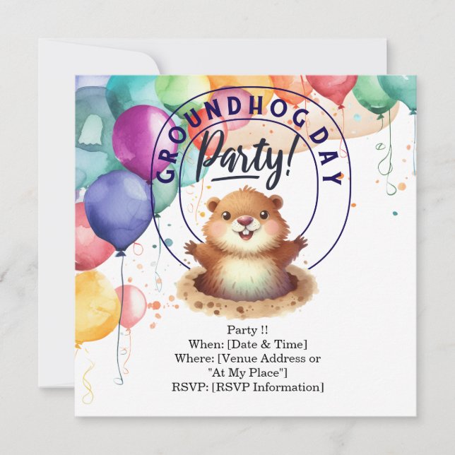 Groundhog Day Invitation Card – Celebrate with Fun (Front)