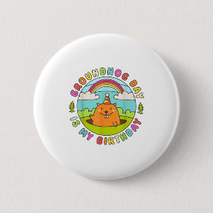 Groundhog Day Is My Birthday Retro Party Hat 60s 7 Button