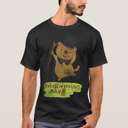Groundhog Day Marmot Animal Vintage Rodent Lover P T_Shirt