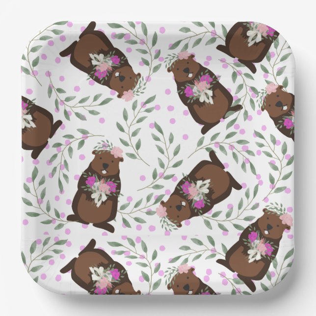 Groundhog Day Paper Plates (Front)