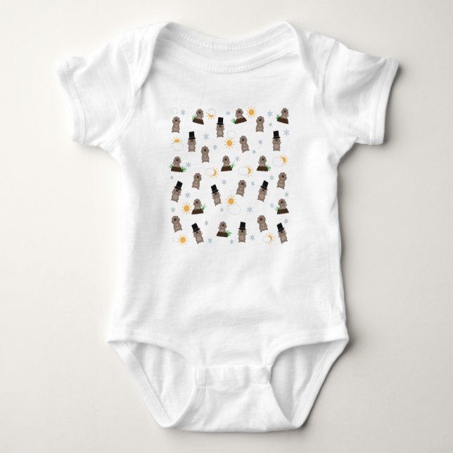 Groundhog Day Pattern Baby Bodysuit (Front)