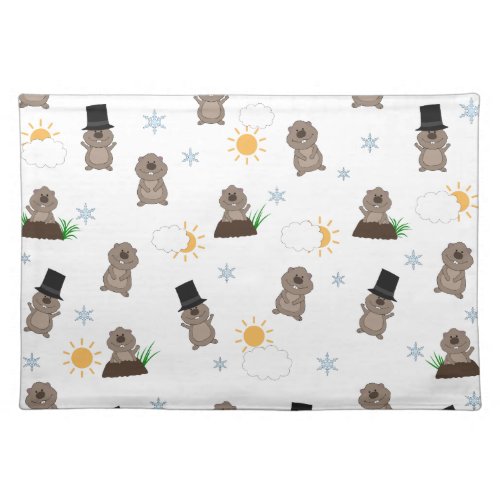 Groundhog Day Pattern Cloth Placemat
