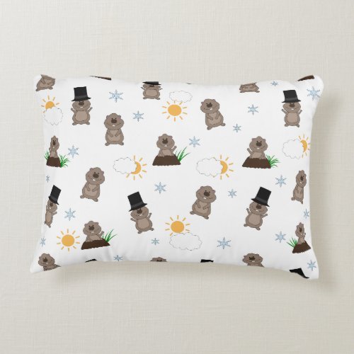 Groundhog Day Pattern Decorative Pillow