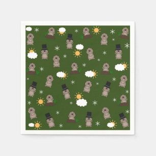 Groundhog Day Pattern Napkins