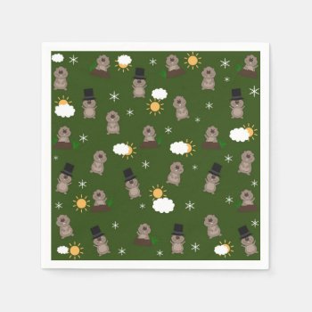 Groundhog Day Pattern Napkins by Moma_Art_Shop at Zazzle