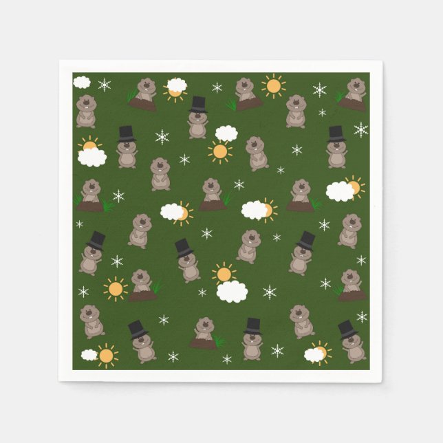 Groundhog Day Pattern Napkins (Front)