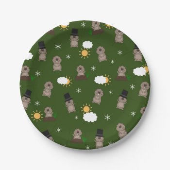 Groundhog Day Pattern Paper Plates by Moma_Art_Shop at Zazzle