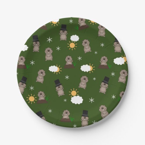 Groundhog Day Pattern Paper Plates