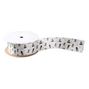 Groundhog Day Pattern Satin Ribbon