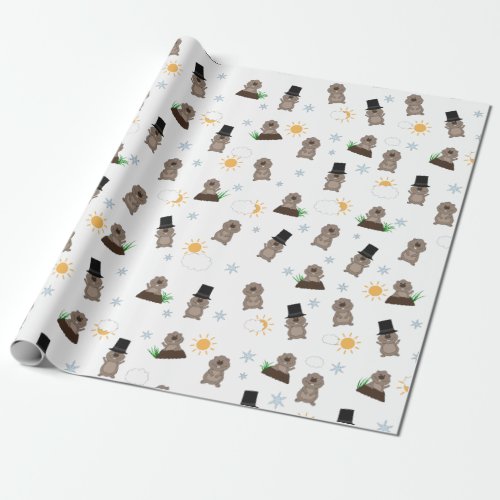 Groundhog Day Pattern Wrapping Paper
