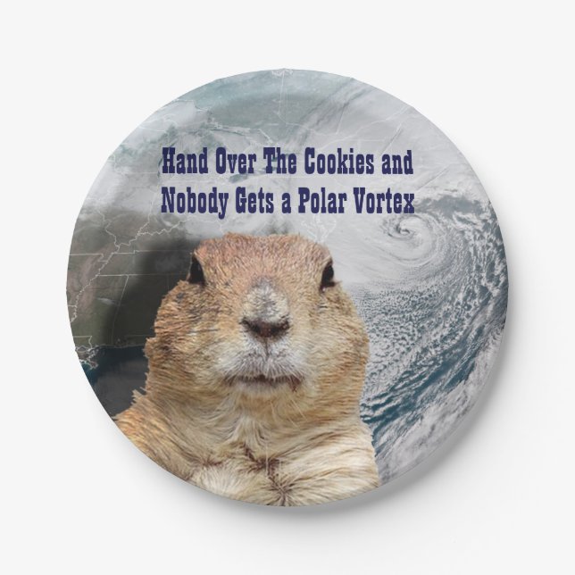 Groundhog Day Polar Vortex Paper Plates (Front)