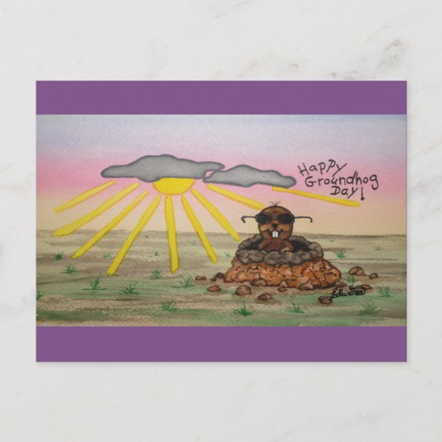 Groundhog Day Postcard, Happy Groundhog Day! Holiday Postcard (Front)
