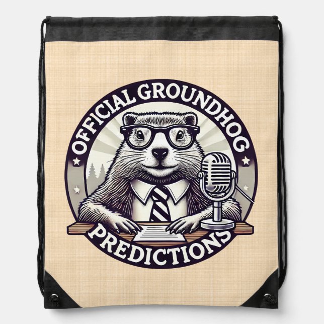 Groundhog Day Predictions - Marmotte Weather Drawstring Bag (Front)