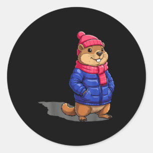 Groundhog Day Shadow Funny Groundhog Day Birthday Classic Round Sticker