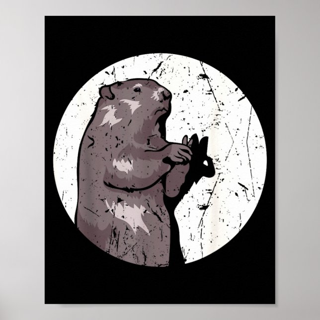 Groundhog Day Shadow Puppet Cute Rodent Costume Fu Poster (Front)