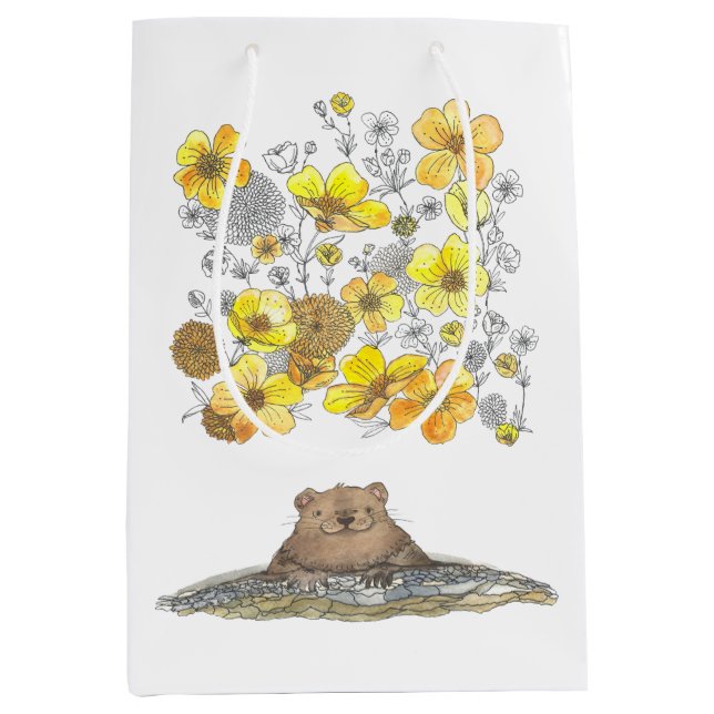 Groundhog Day Spring Watercolor Gift Bag (Front)
