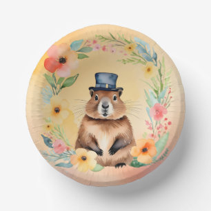 Groundhog Day-themed paper plates Bowls