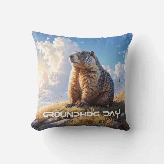GROUNDHOG DAY THROW PILLOW (Front)