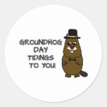 Groundhog Day tidings to you! Classic Round Sticker