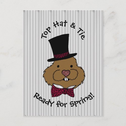 Groundhog Day  Top Hat and Bow Tie Postcard