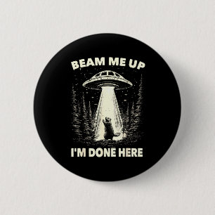 Groundhog Day Ufo Retro Graphic Vintage Alien Enco Button
