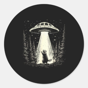 Groundhog Day Ufo Retro Graphic Vintage Alien Enco Classic Round Sticker