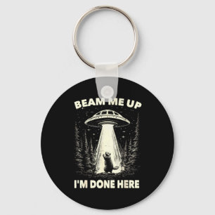 Groundhog Day Ufo Retro Graphic Vintage Alien Enco Keychain
