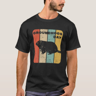 Groundhog Day Vintage Sunset Retro Style Wood Chuc T-Shirt