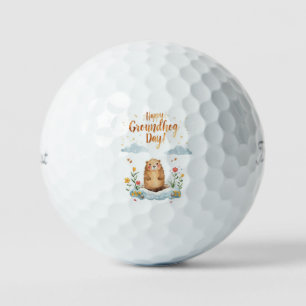 Groundhog day watercolor golf balls
