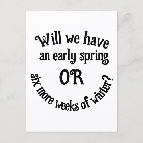 Groundhog Day _ Will we have an early spring  Cla Postcard