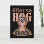 Groundhog Day With Cute Cartoon Groundhog Card