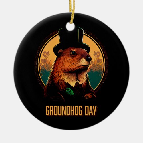 Groundhog Day with Phil Ceramic Ornament