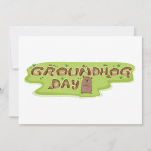 Groundhog Day Wood Lettering Invitation