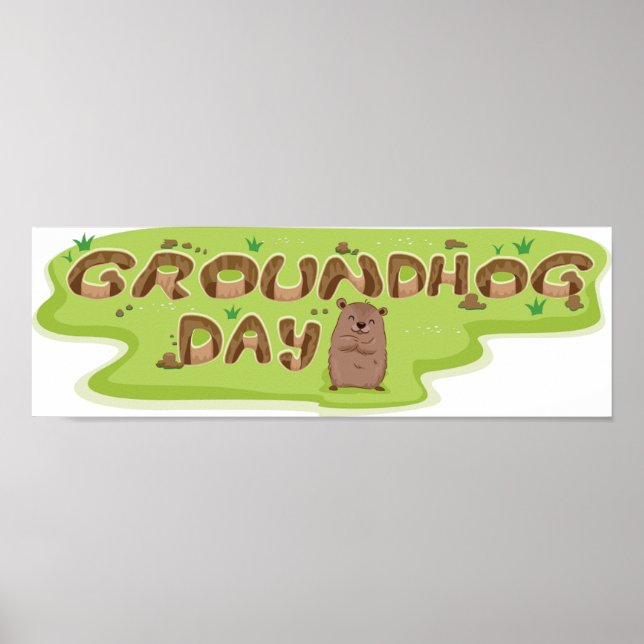 Groundhog Day Wood Lettering Poster (Front)