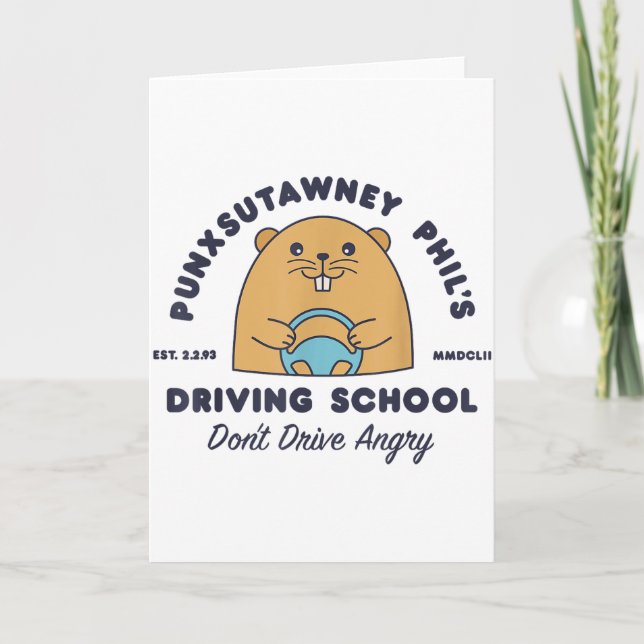 Groundhog Driving School Funny Men Women Retro Rod Card (Front)